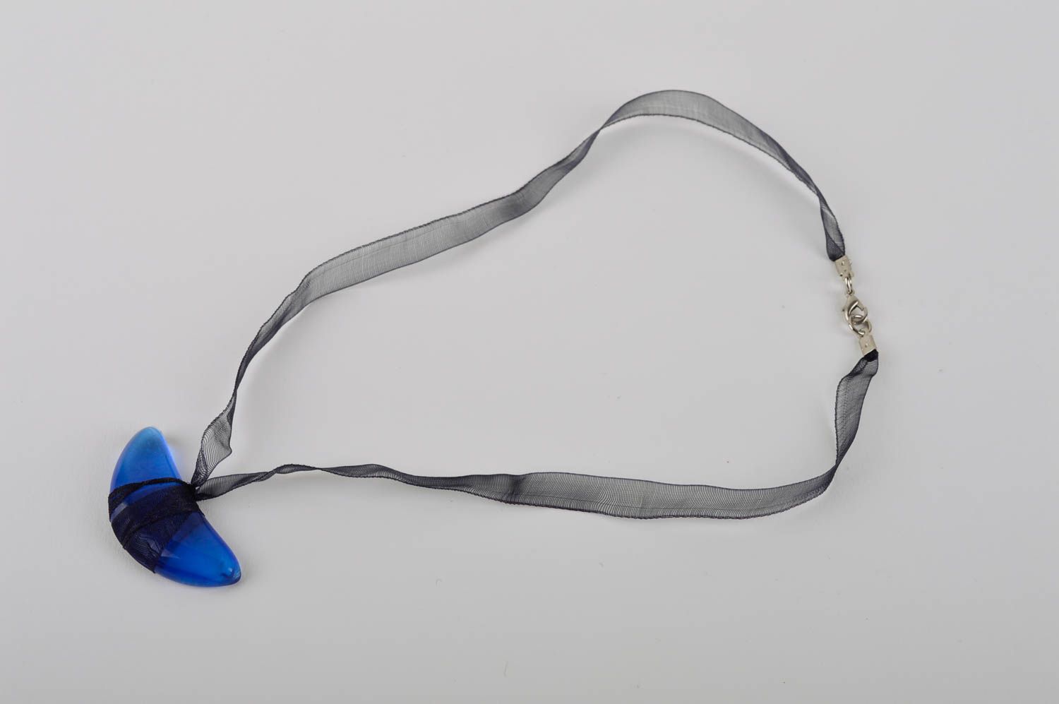 Halskette mit Anhänger Halskette für Frauen Schmuck handgemacht in Blau foto 4