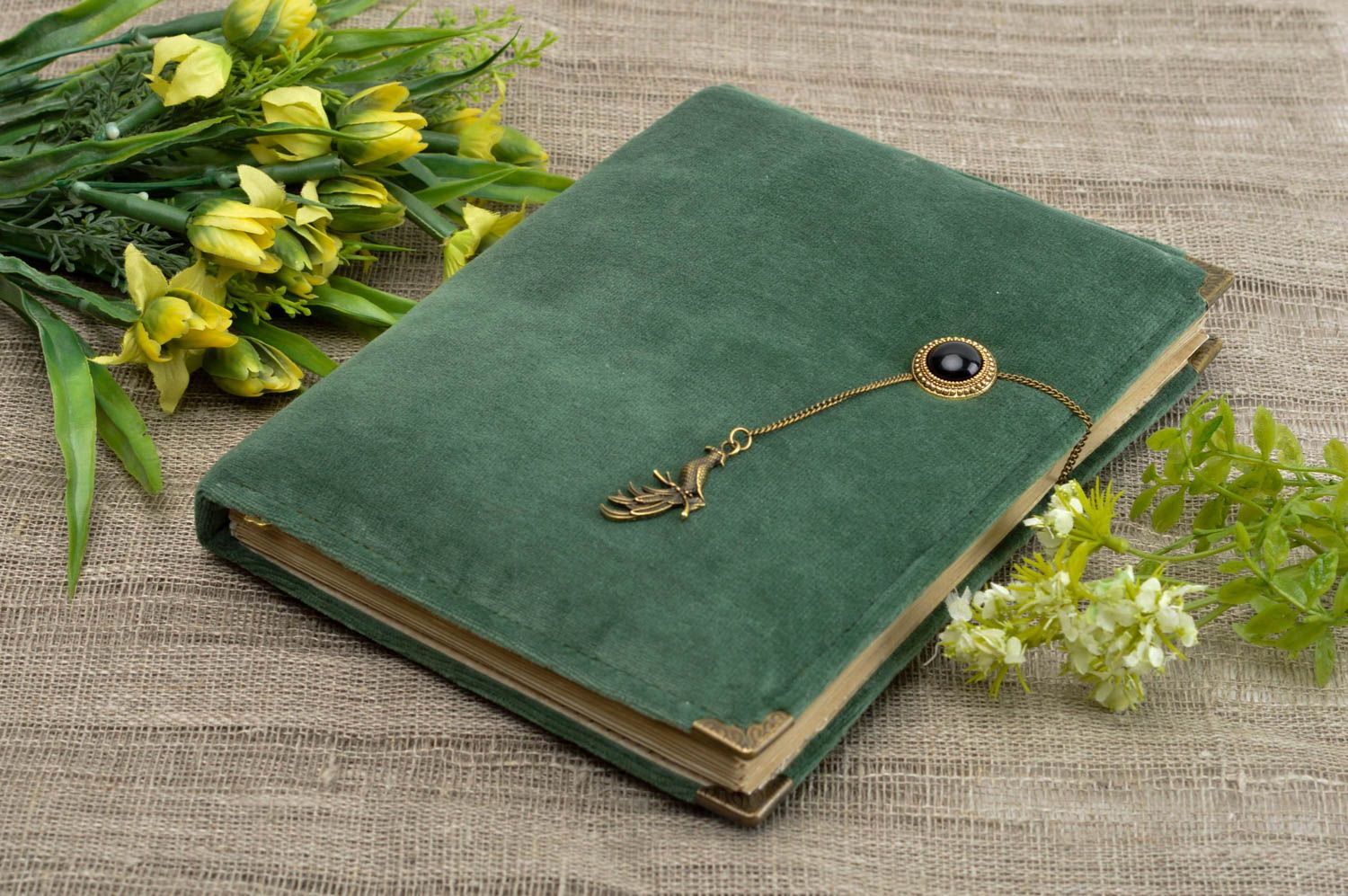 Agenda personalizada hecha a mano con funda verde regalo original bloc de notas foto 1