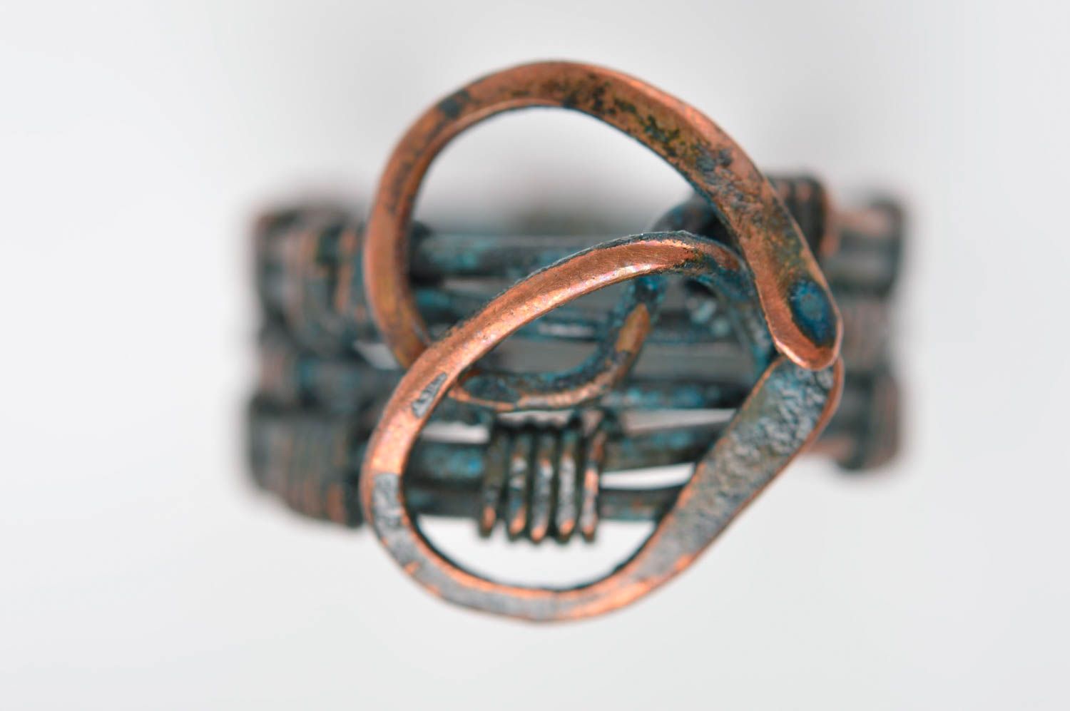 Unusual handmade metal ring womens copper ring handmade accessories metal craft photo 5