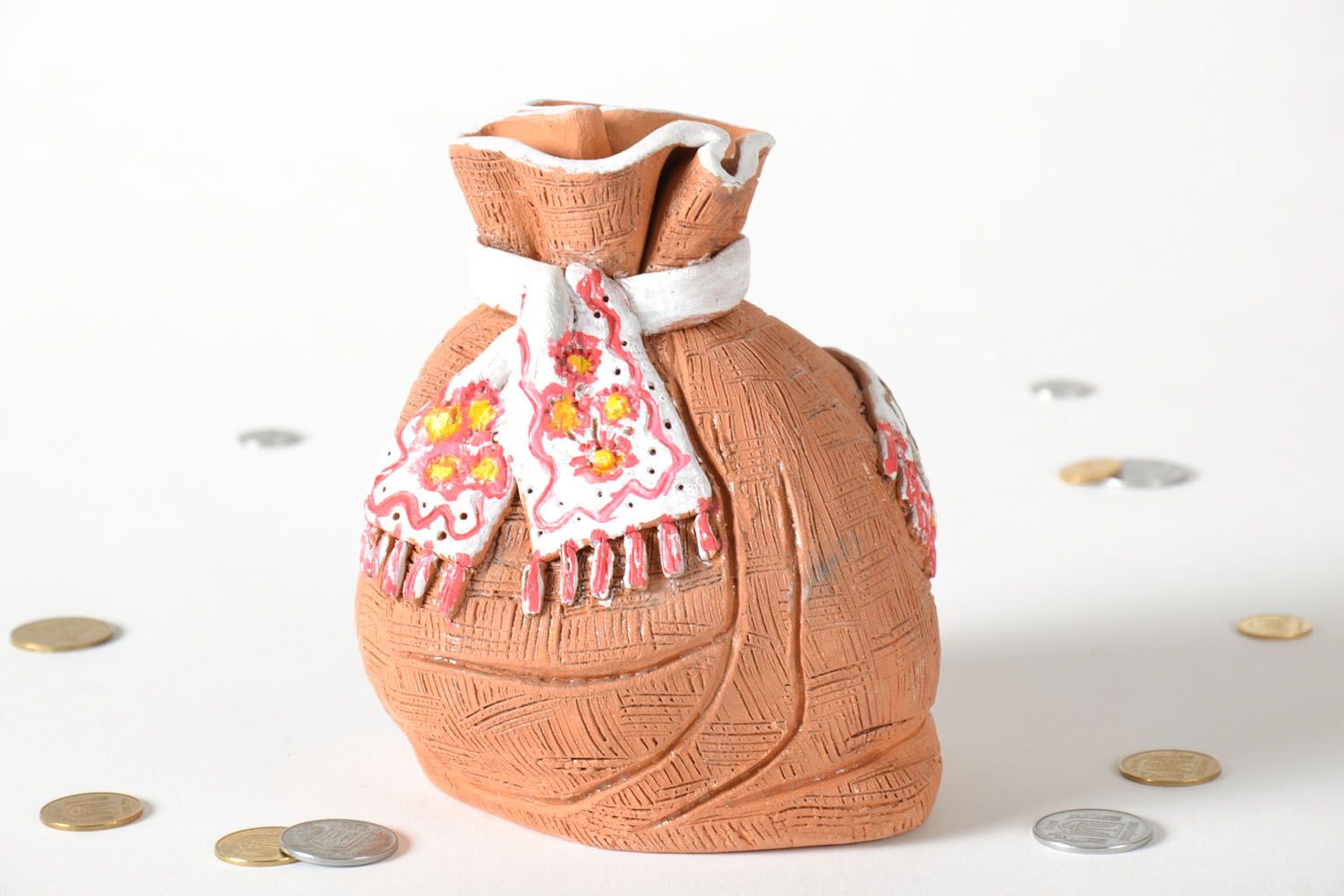 Ceramic money box in the shape of sack photo 1
