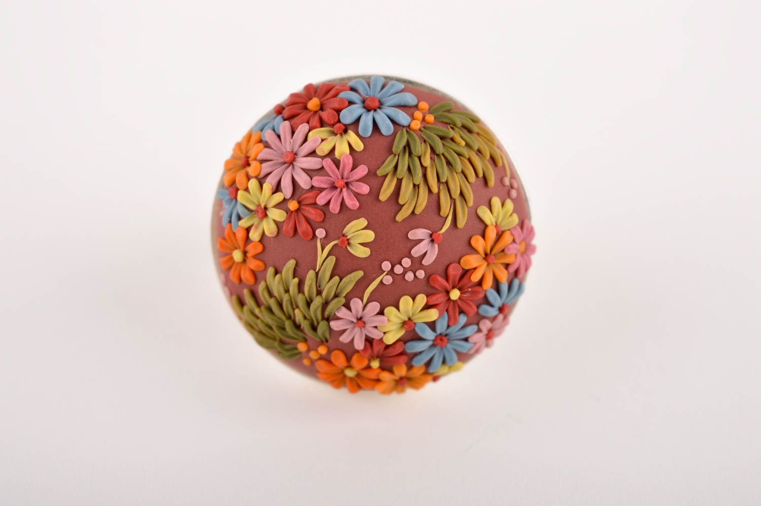 Bague ronde Bijou fait main en pâte polymère design floral Cadeau femme photo 3