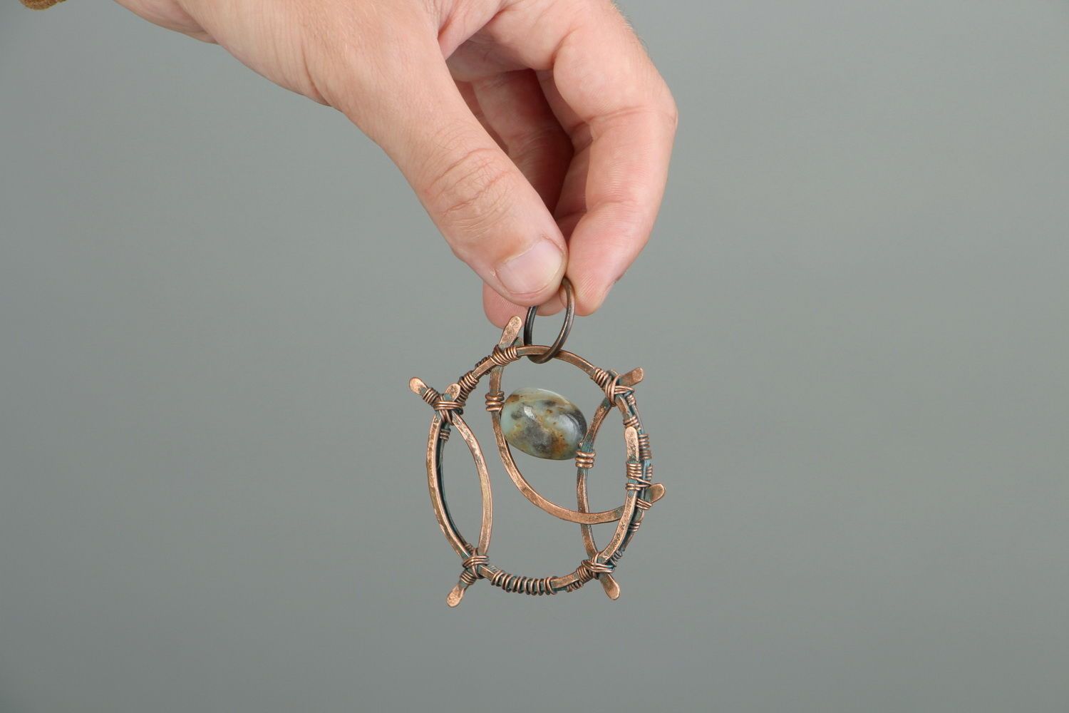 Copper pendant with agate photo 5