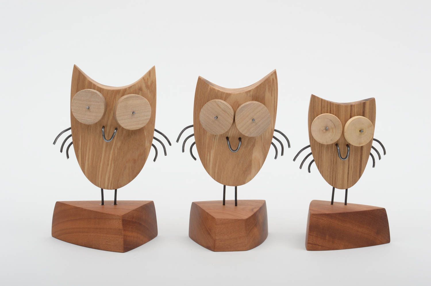 Eule Figuren handmade Holz Figuren Haus Deko Dekoration Figuren Set 3 Stück  foto 1
