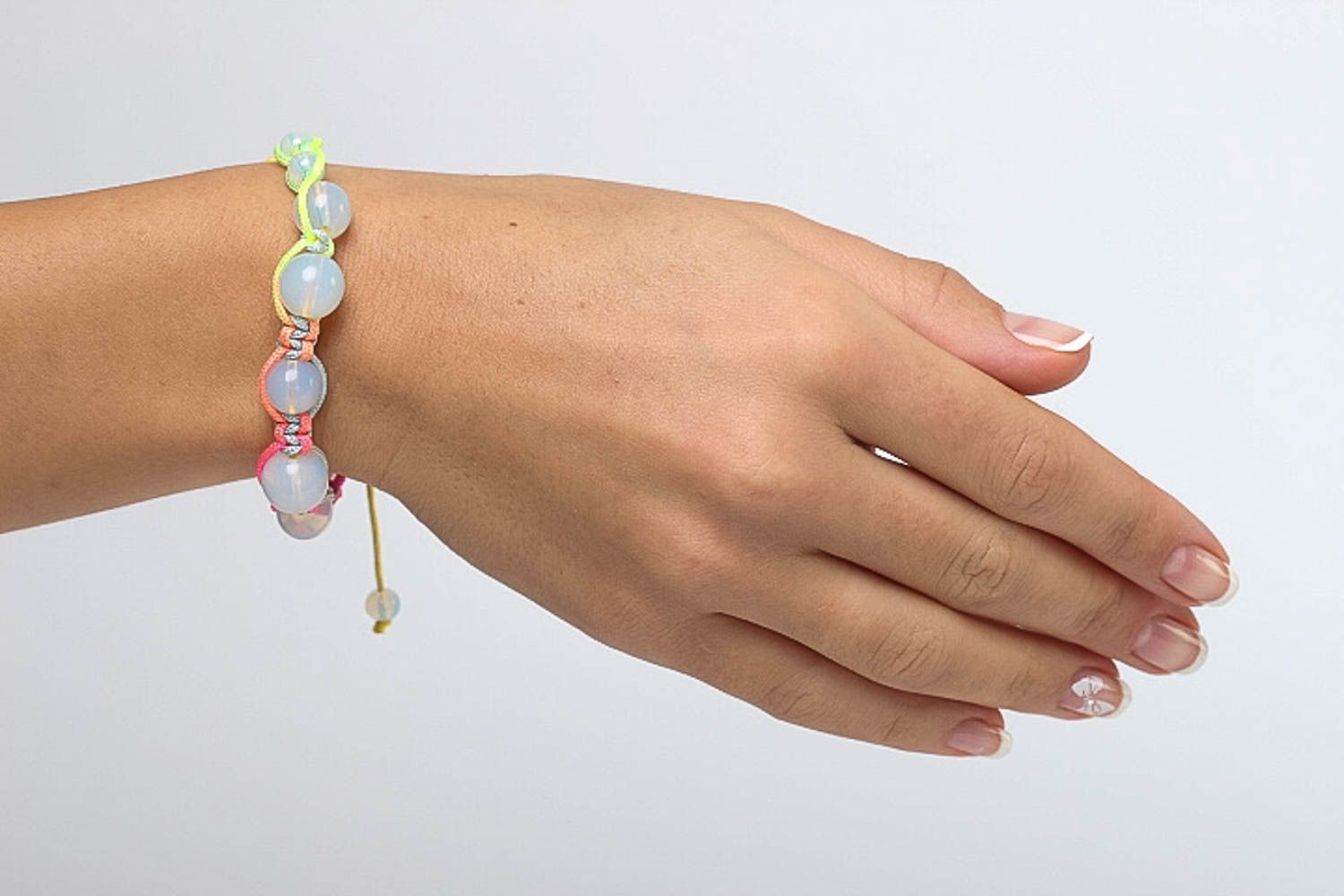 Bracelet pierre de lune Bijou fait main cordon multicolore Cadeau pour femme photo 5