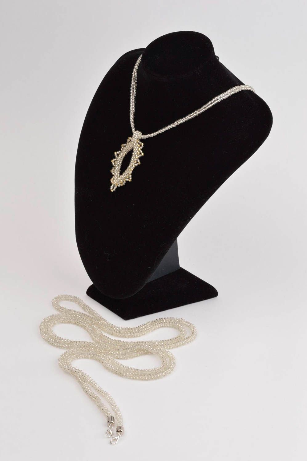 Beaded accessories handmade lariat designer pendant gorgeous jewelry set photo 1