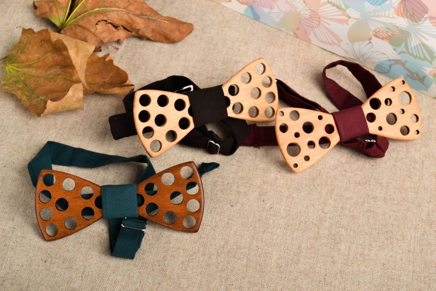 Handmade designer bow tie 2 beautiful wooden bow ties unusual wooden accessories photo 1