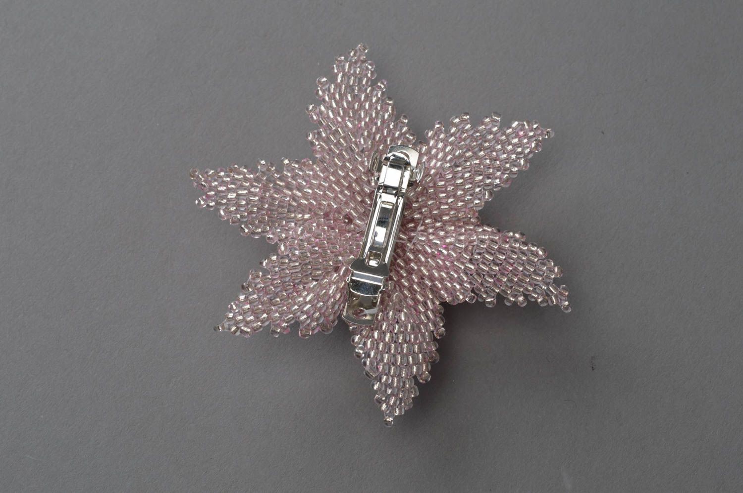 Designer flower brooch beaded handmade accessory pink beautiful jewelry photo 4