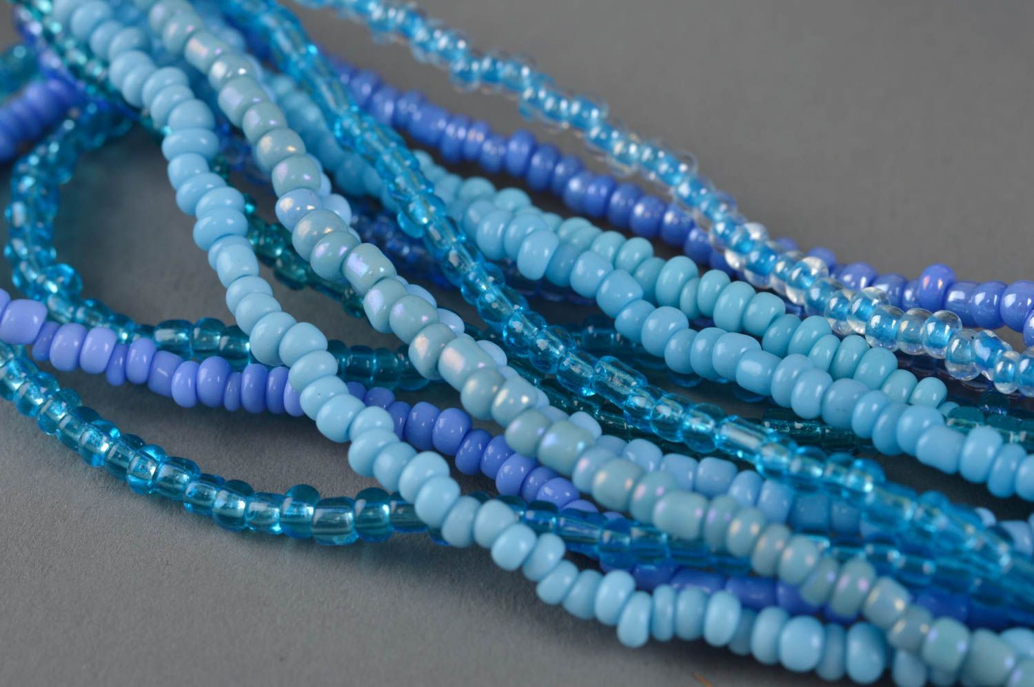 Blue necklace made of beads handmade elegant designer accessory for women photo 4