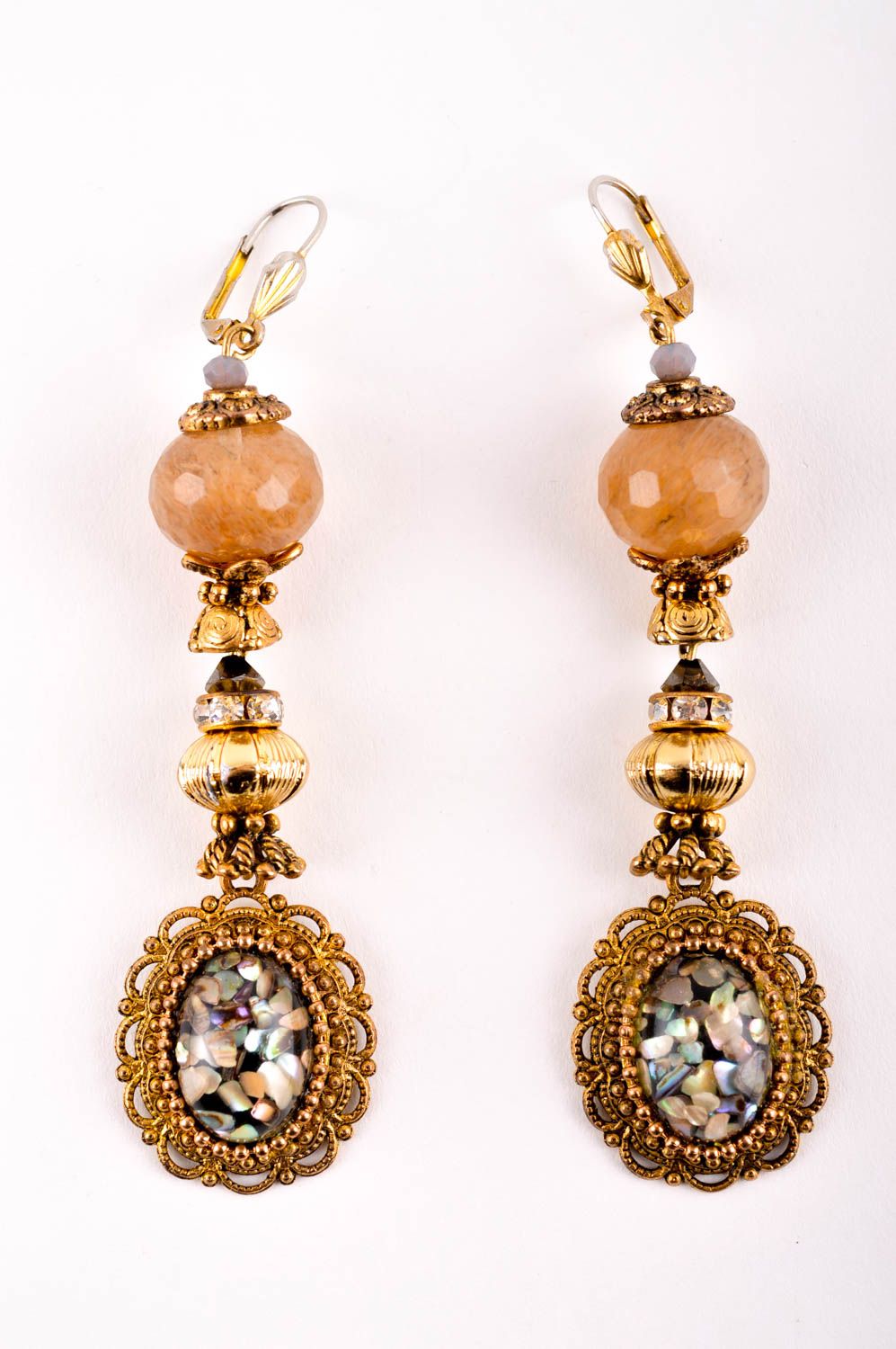 Beautiful handmade gemstone earrings beaded crystal earrings cool jewelry design photo 3