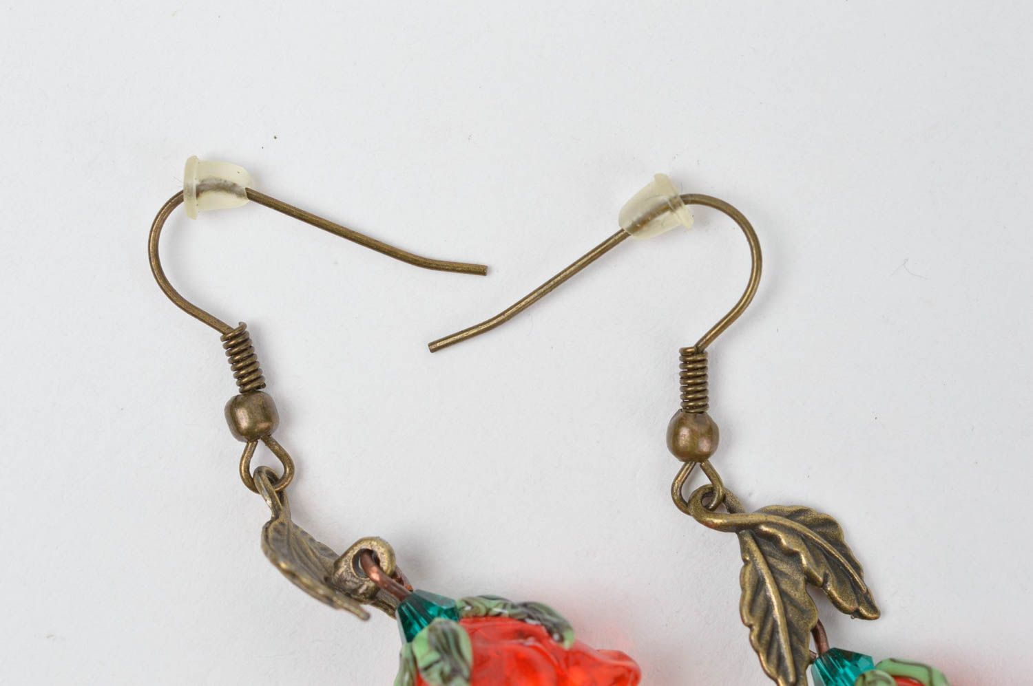 Handgemachtes Accessoire für Frauen Damen Schmuck Glas Ohrringe feine Blumen foto 4