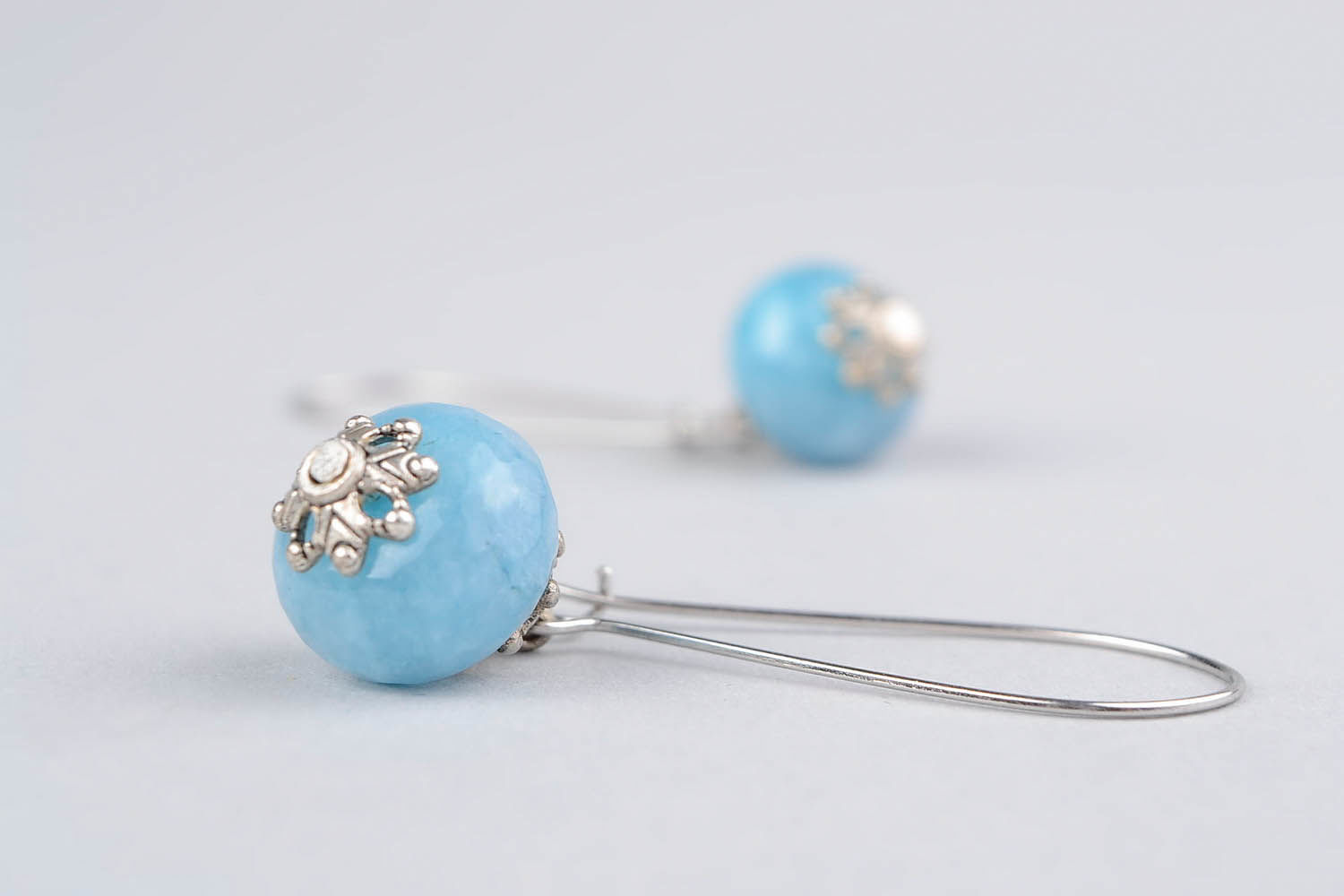 Ball Earrings with aquamarine photo 4