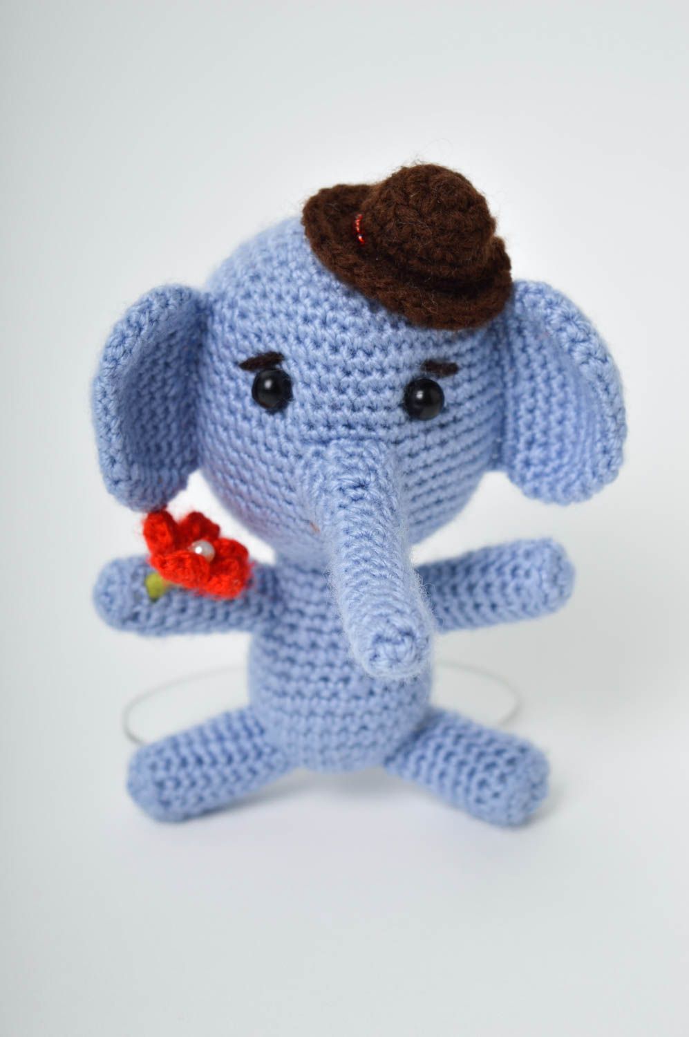 Handmade baby toy soft elephant toy beautiful blue soft toy crocheted toys photo 2