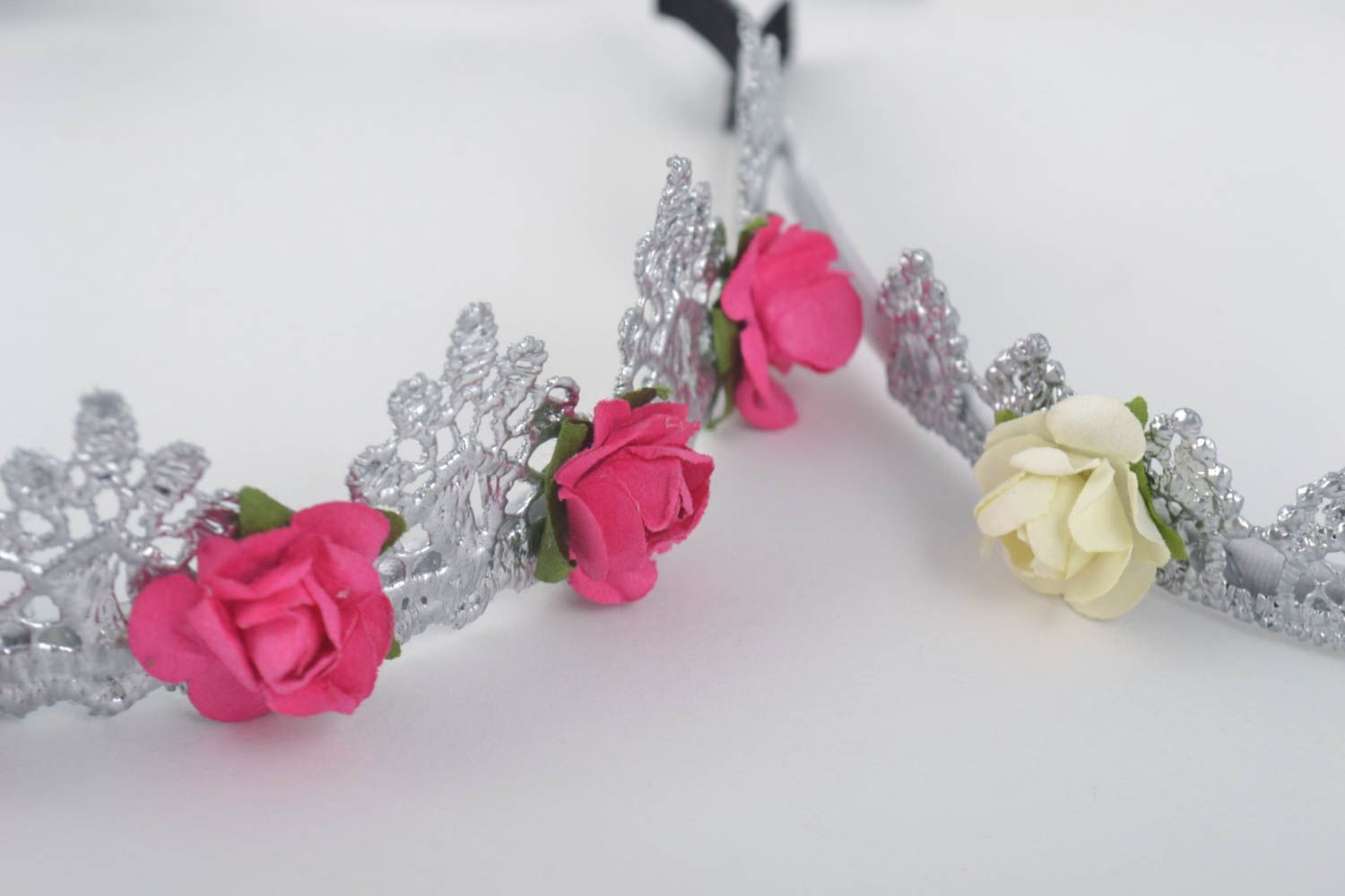 Beautiful handmade diadem flower headband hair band 3 pieces cool jewelry photo 2