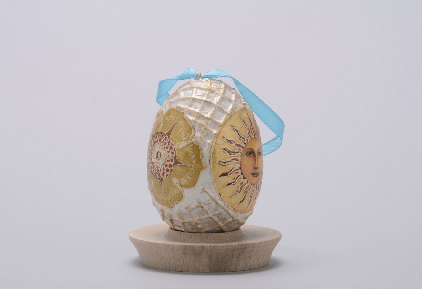 Suspension faite main en forme d'œuf Mandala de l'argent photo 5