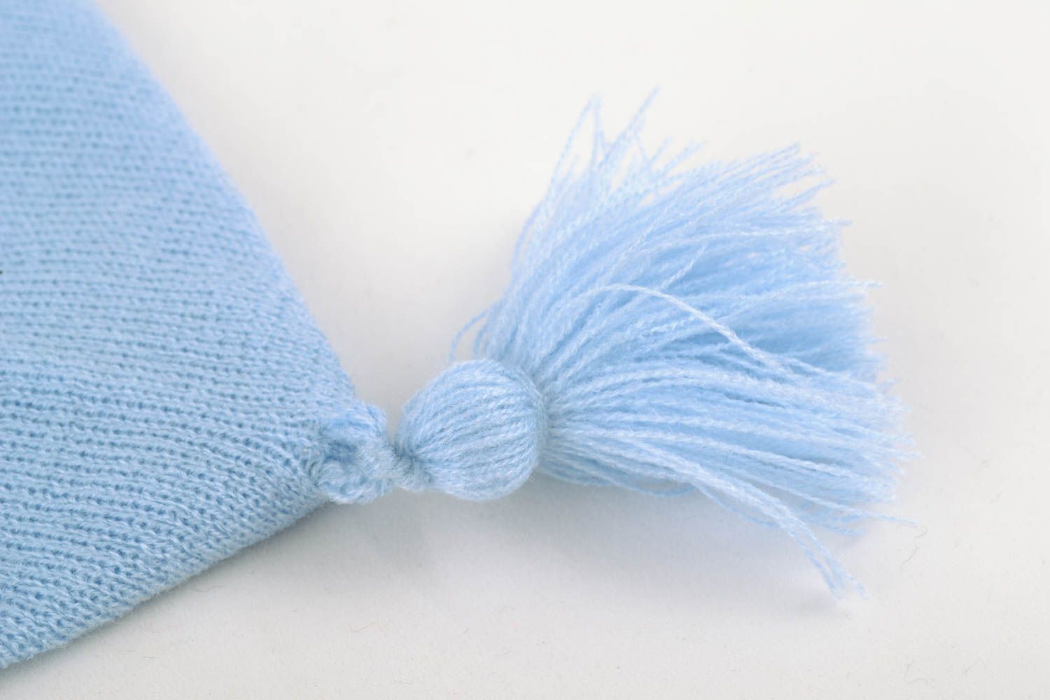 Écharpe bleue pour bébé avec gland faite main photo 5