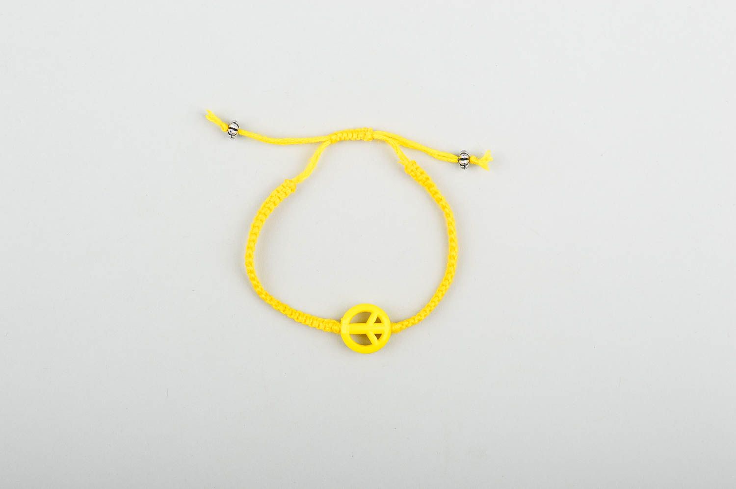 Handmade bright yellow bracelet unusual textile bracelet elegant jewelry photo 1