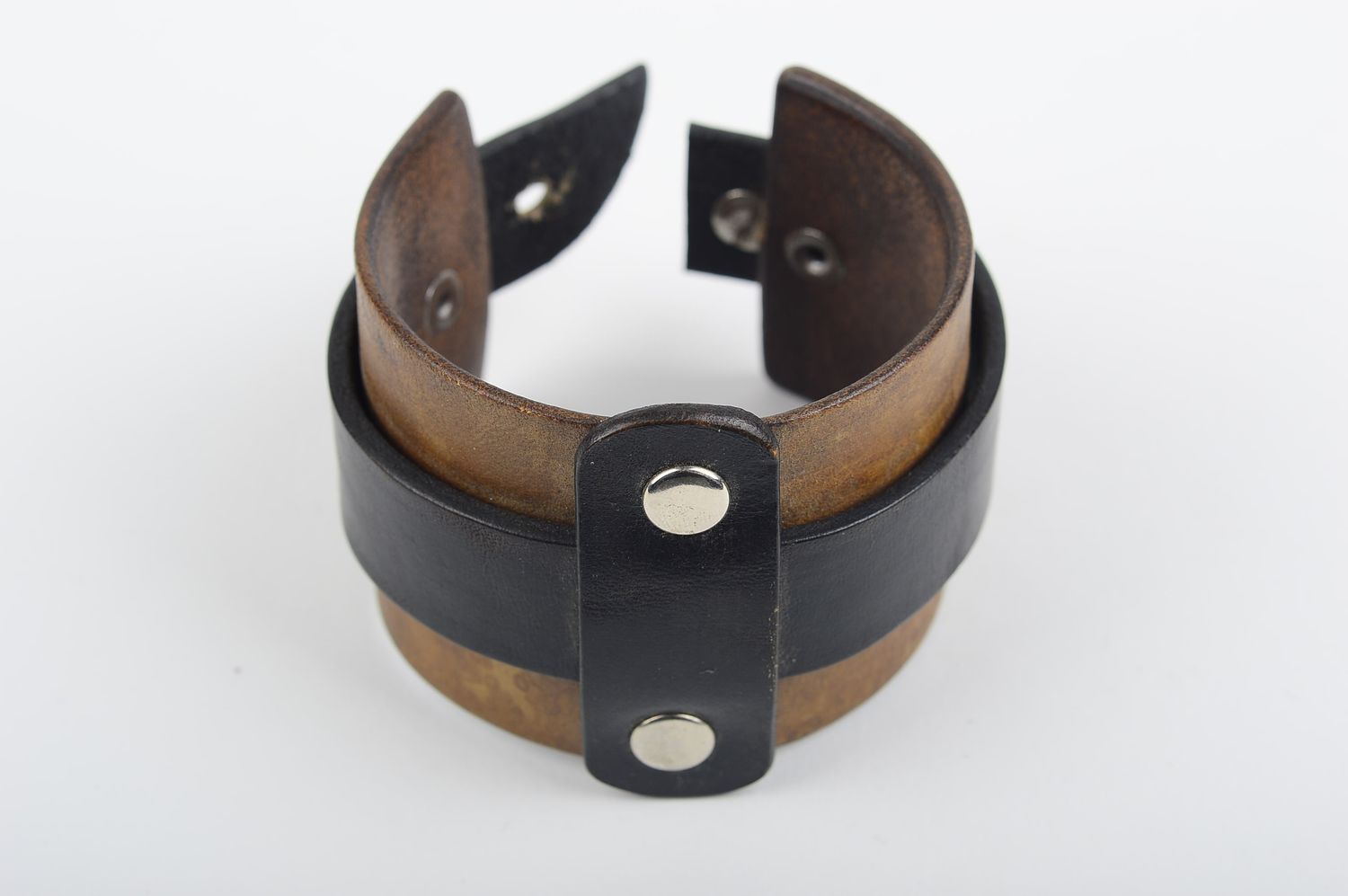 Handmade breites Leder Armband Designer Schmuck Accessoire für Frauen braun foto 3