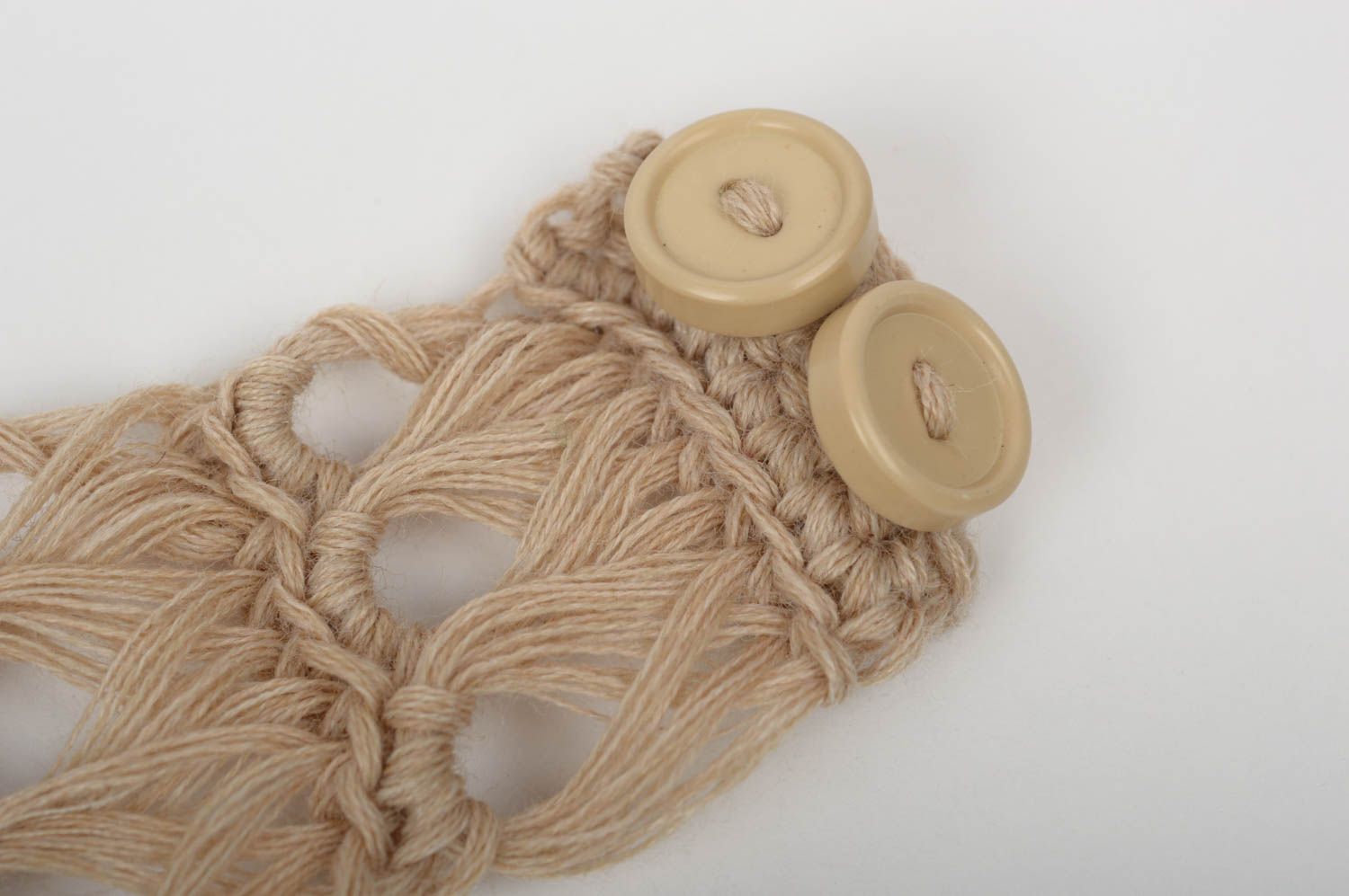 Bracelet textile beige Bijou fait main tressé en fils Accessoire femme design photo 5