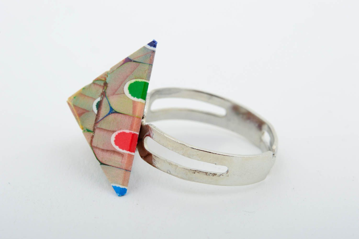 Перстень ручной работы кольцо из карандашей кольцо из дерева пирамидкой фото 3