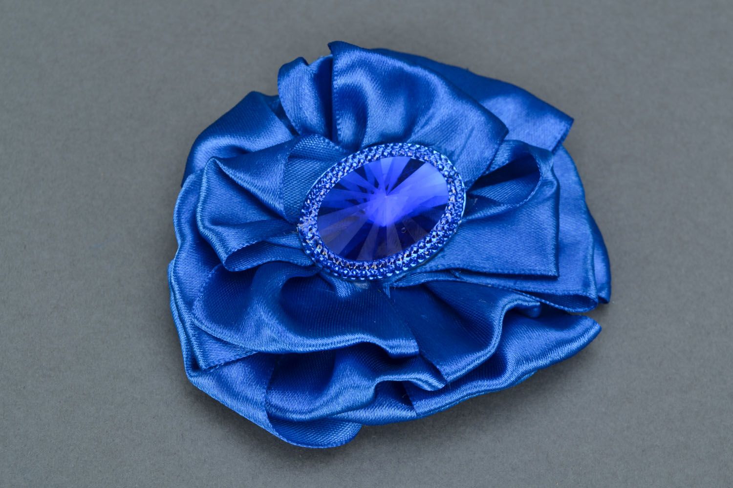 Homemade bright brooch-hair clip Blue Flower photo 3