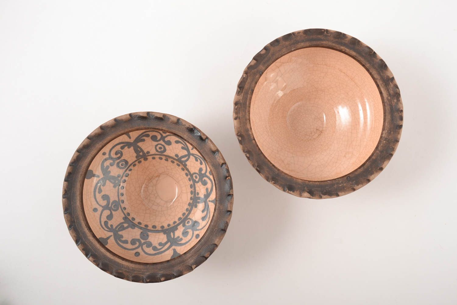 Schüssel Set handmade Keramik tiefe Schalen aus Ton 2 Stück 500 ml für Küche foto 2