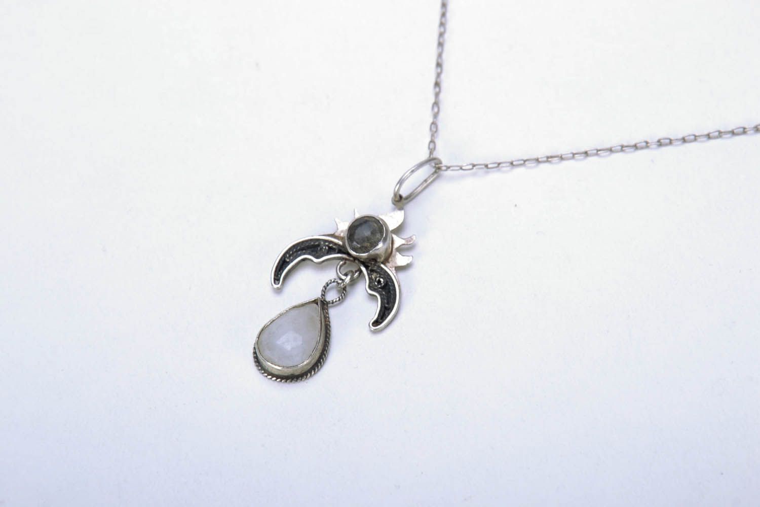 Silver pendant with moonstone photo 4