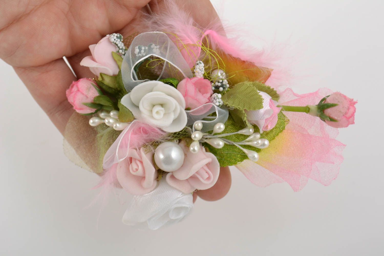 Handmade brooch designer brooch flower boutonniere unusual wedding accessory photo 3