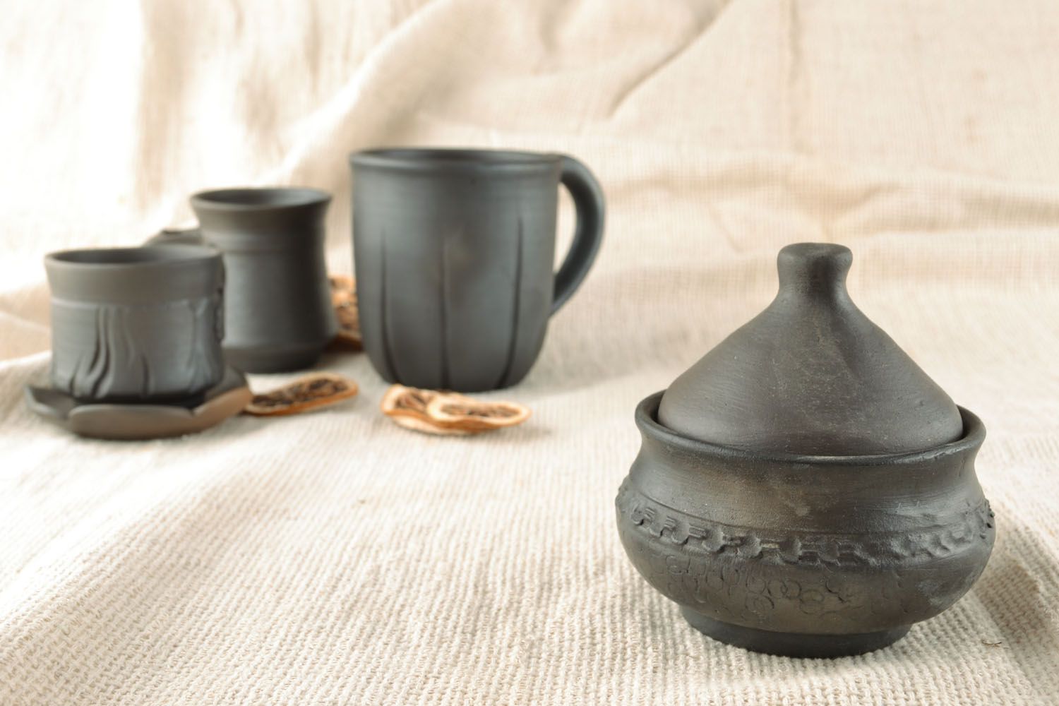 Azucarera de cerámica negra ahumada foto 5