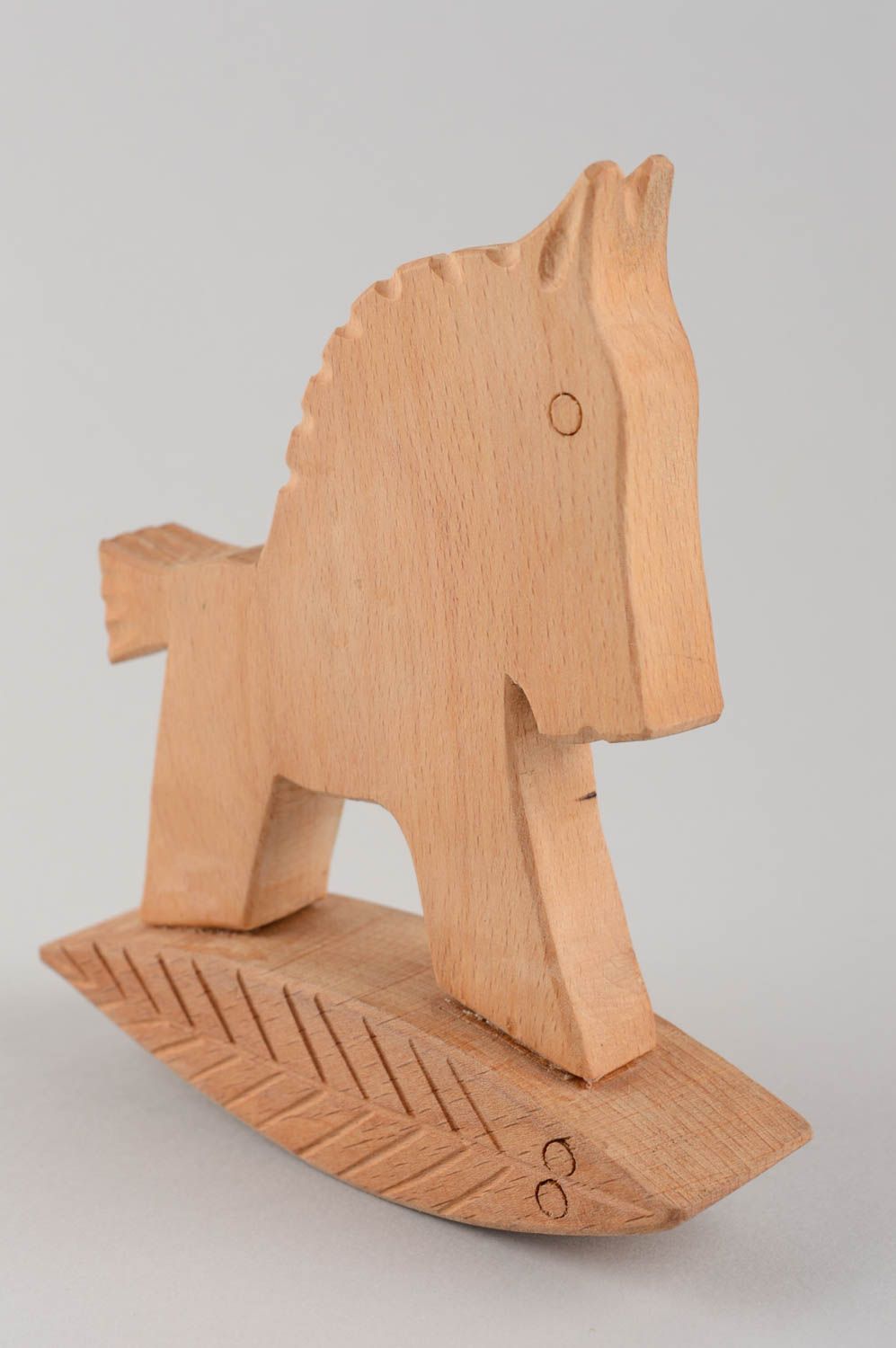 Wooden rocking horse toy for children handmade nursery decor ideas photo 5