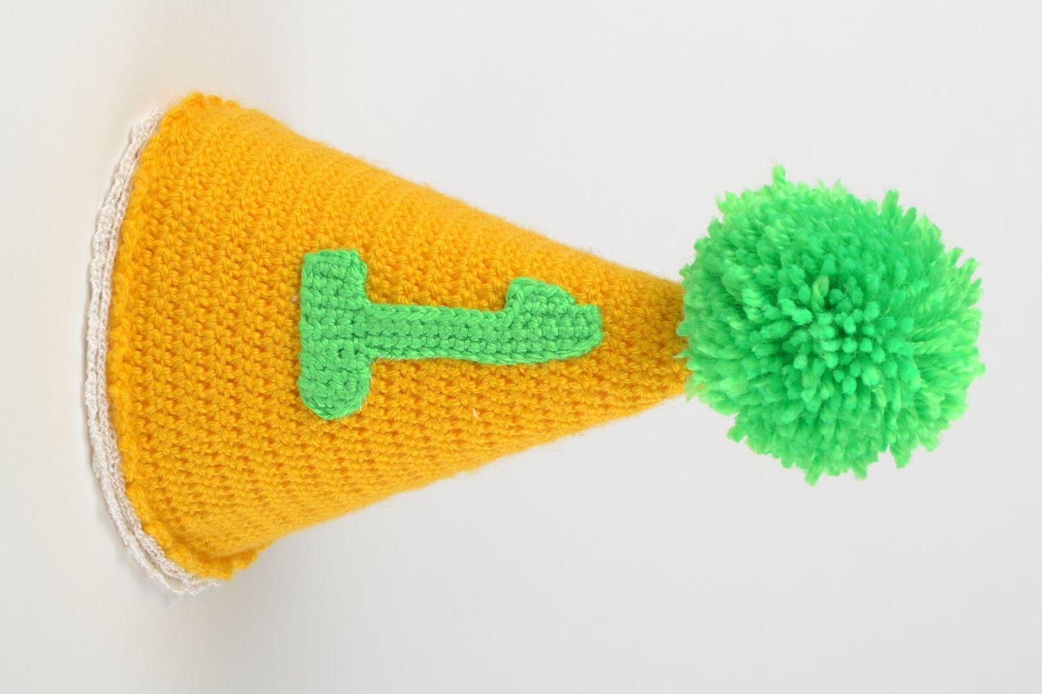 Bonnet tricot fait main Noeud papillon Déguisement enfant jaune vert acrylique photo 3