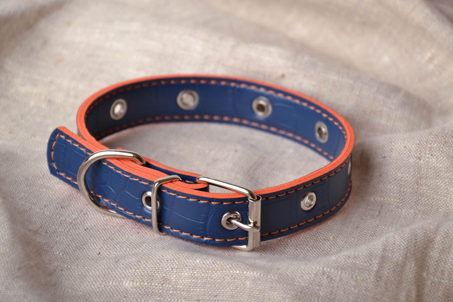 Leder Halsband für Hund in Blau foto 1