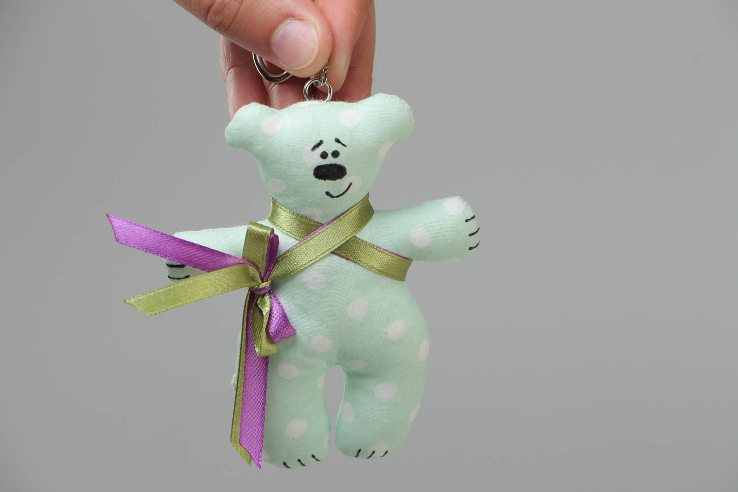Handmade beautiful cotton keychain Bear soft toy for children  photo 5