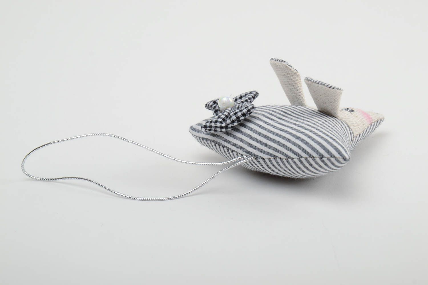 Интерьерная подвеска мышка из ткани игрушка для дома ручной работы милая фото 3