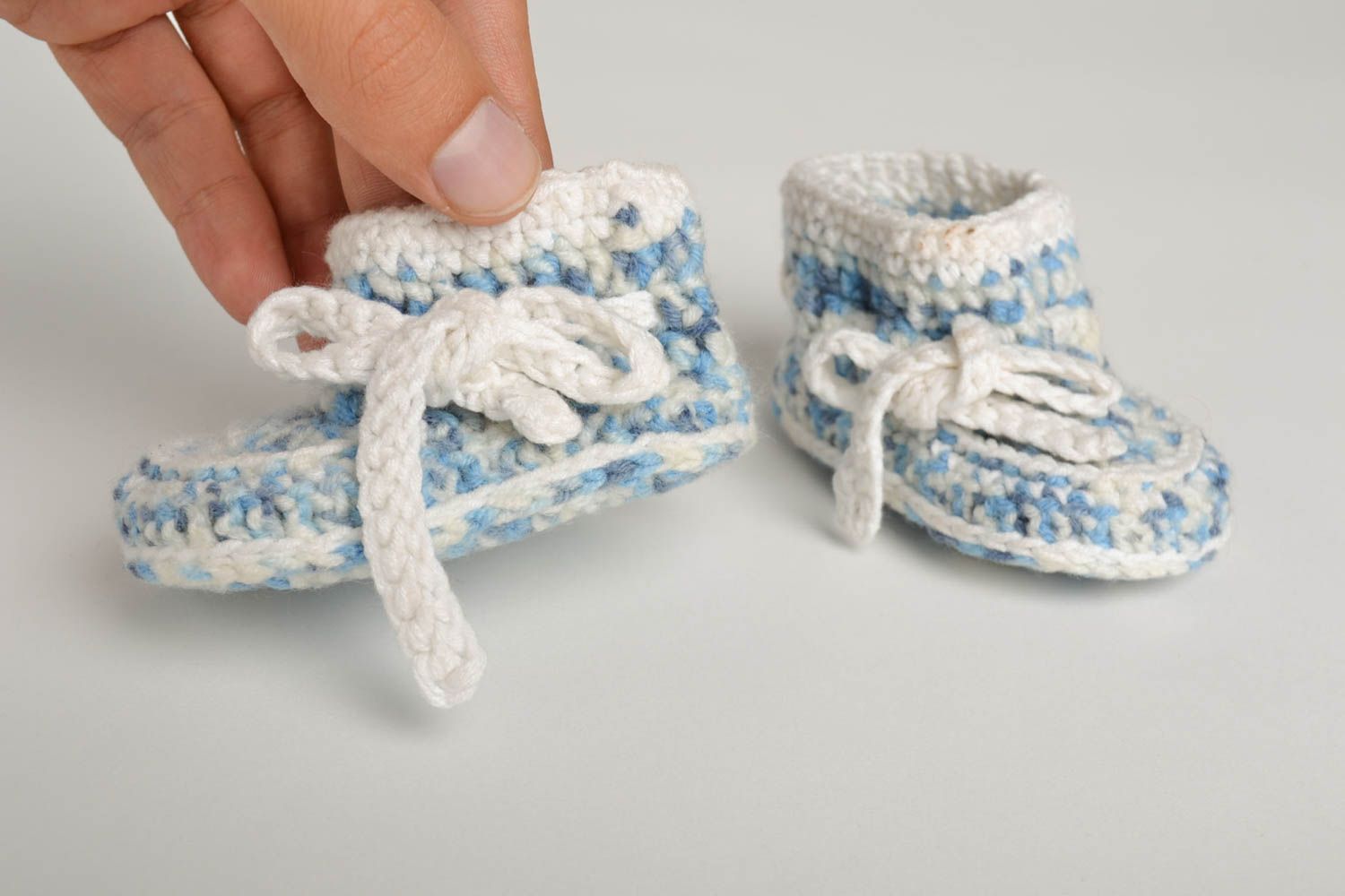 Unusual handmade crochet baby booties warm booties for kids fashion accessories photo 5