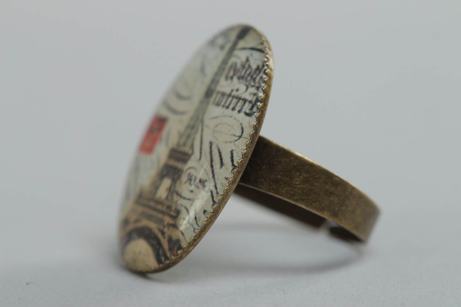Origineller ovaler Vintage Ring handmade aus Glasur Retro Paris foto 2