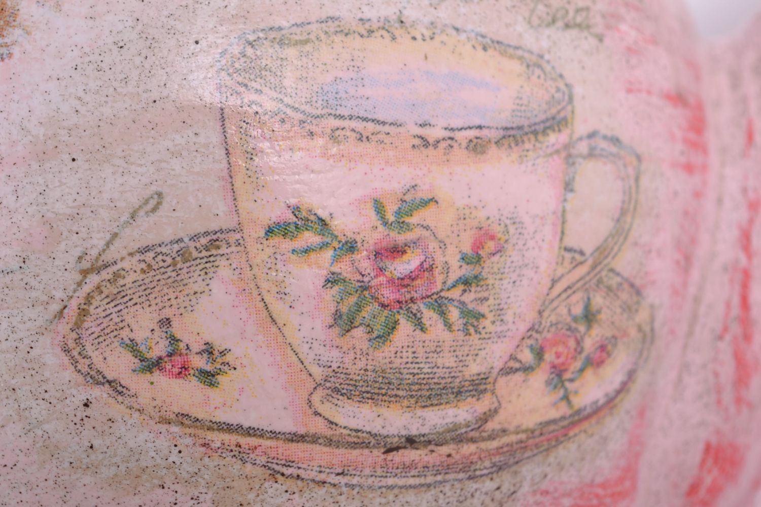Pot de fleur en terre cuite en forme de théière rose décoratif fait main photo 5