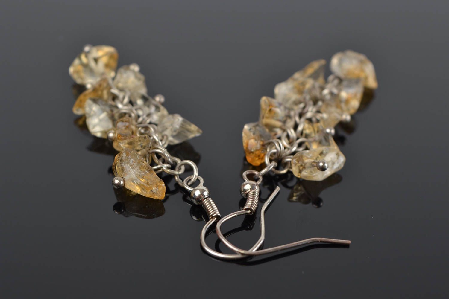 Earrings made of natural stone handmade beautiful long designer accessory photo 1