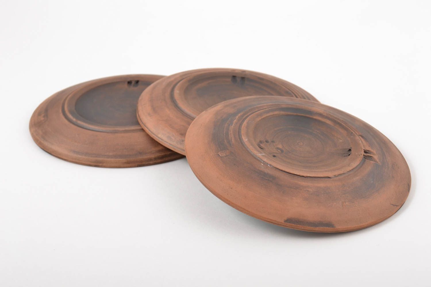 Handmade ceramic plates 3 beautiful clay plates kitchenware in ethnic style photo 3