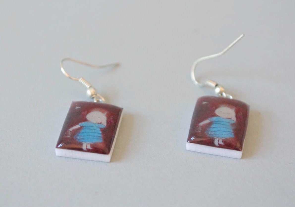 Polymer clay pendant earrings  photo 4