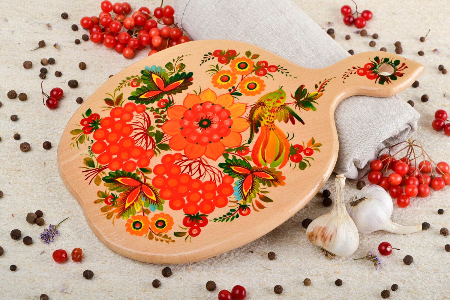 Planche de cuisine en bois faite main Déco cuisine peinte originale Cadeau femme photo 1