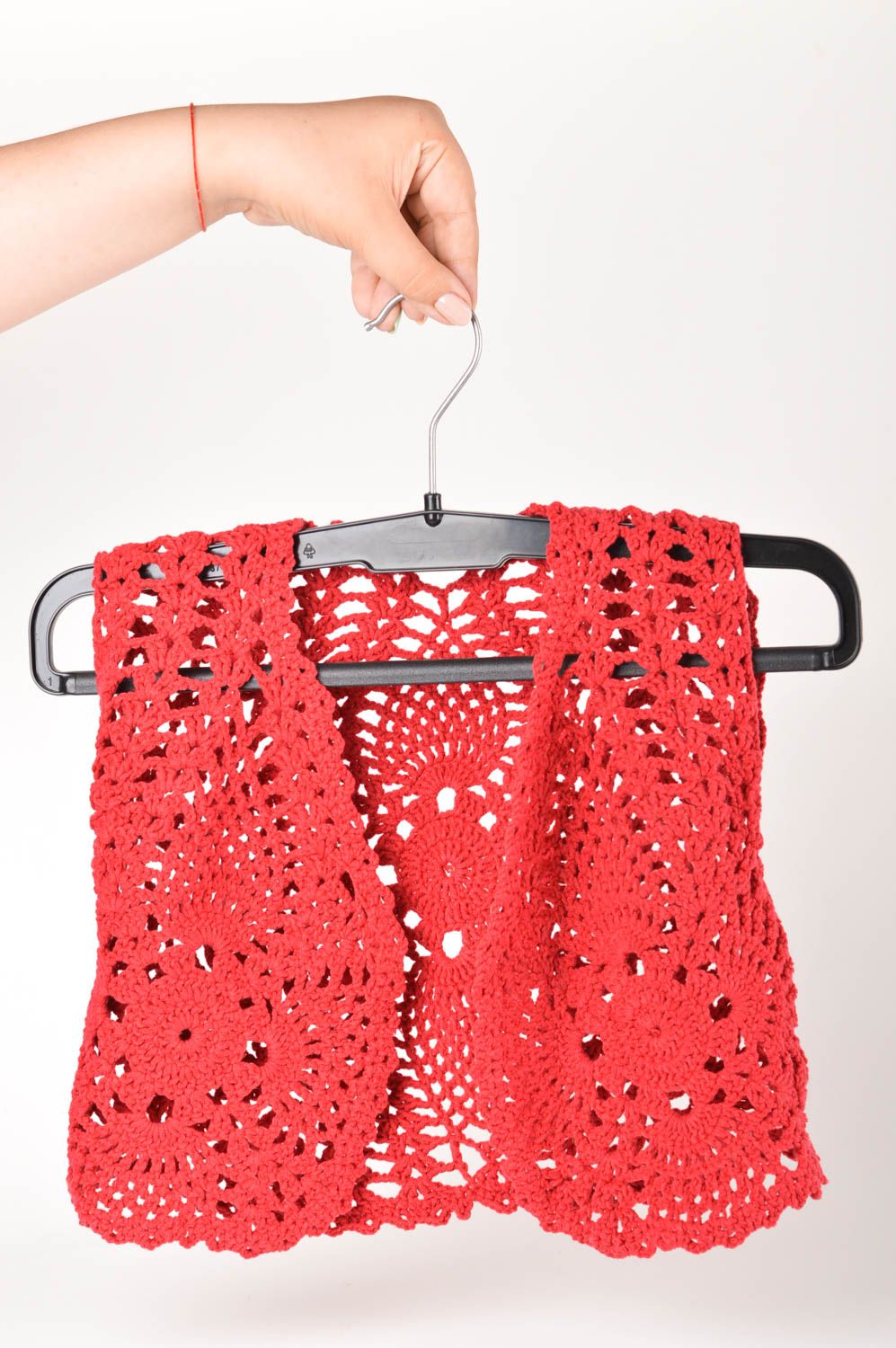 Chaleco de lana rojo hecho a mano y tejido ropa de moda regalo para niñas foto 1