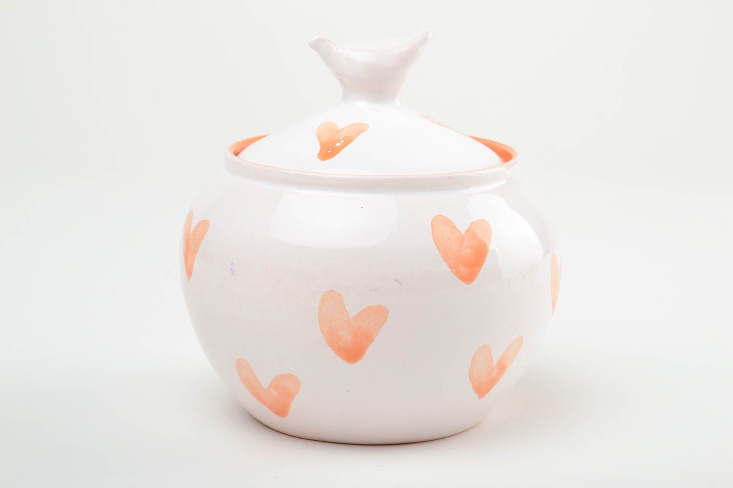 Handmade glazed clay sugar bowl with enamel 500 ml kitchen decor photo 3