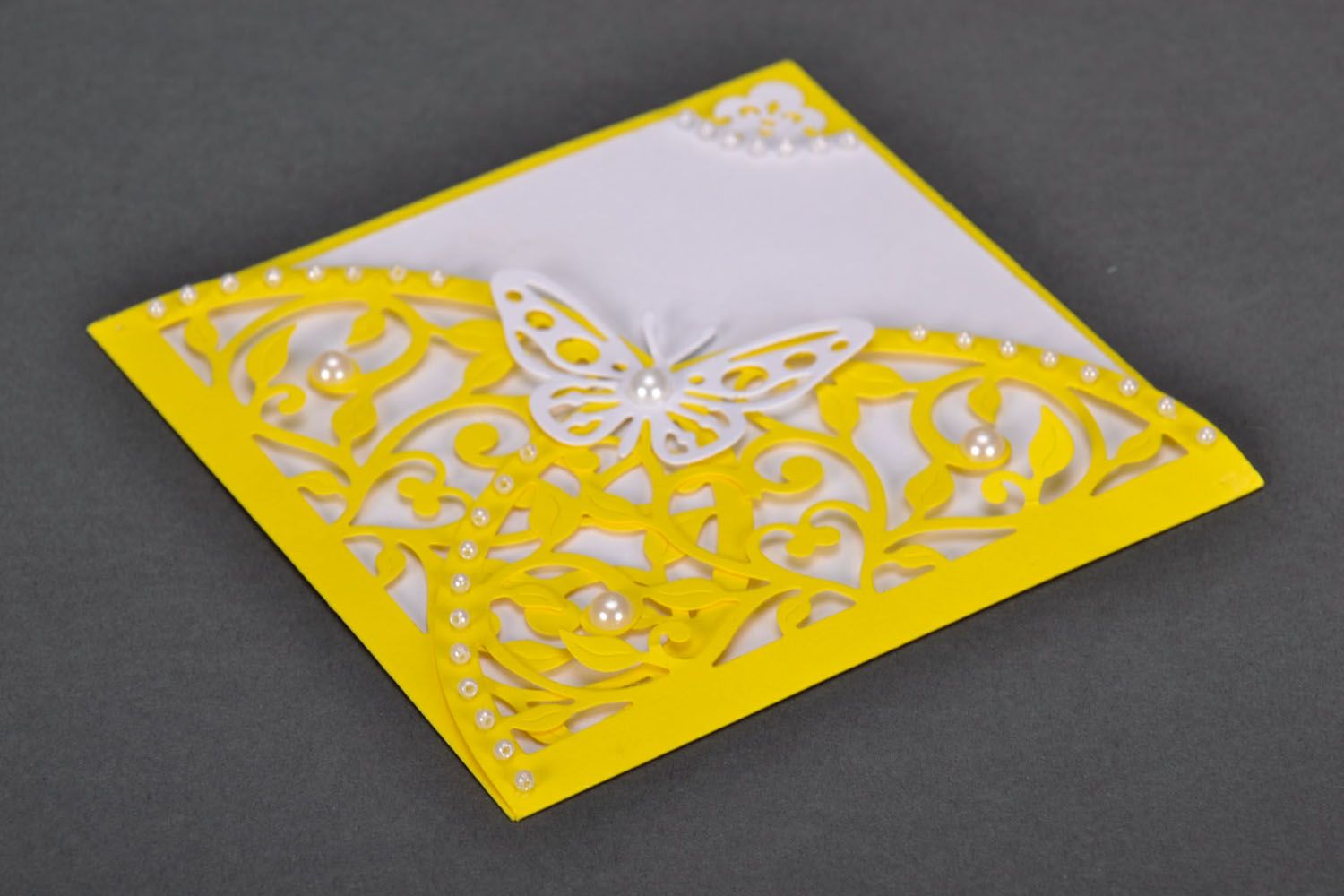 Carte de vœux jaune faite main photo 5