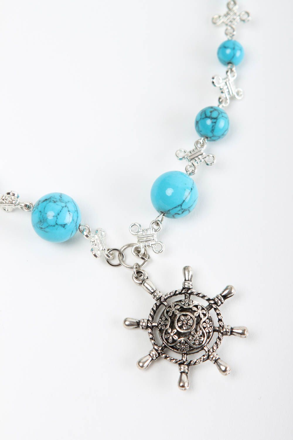 Damen Halskette Halsschmuck für Damen Schmuck Collier schöne Handarbeit in Blau foto 3