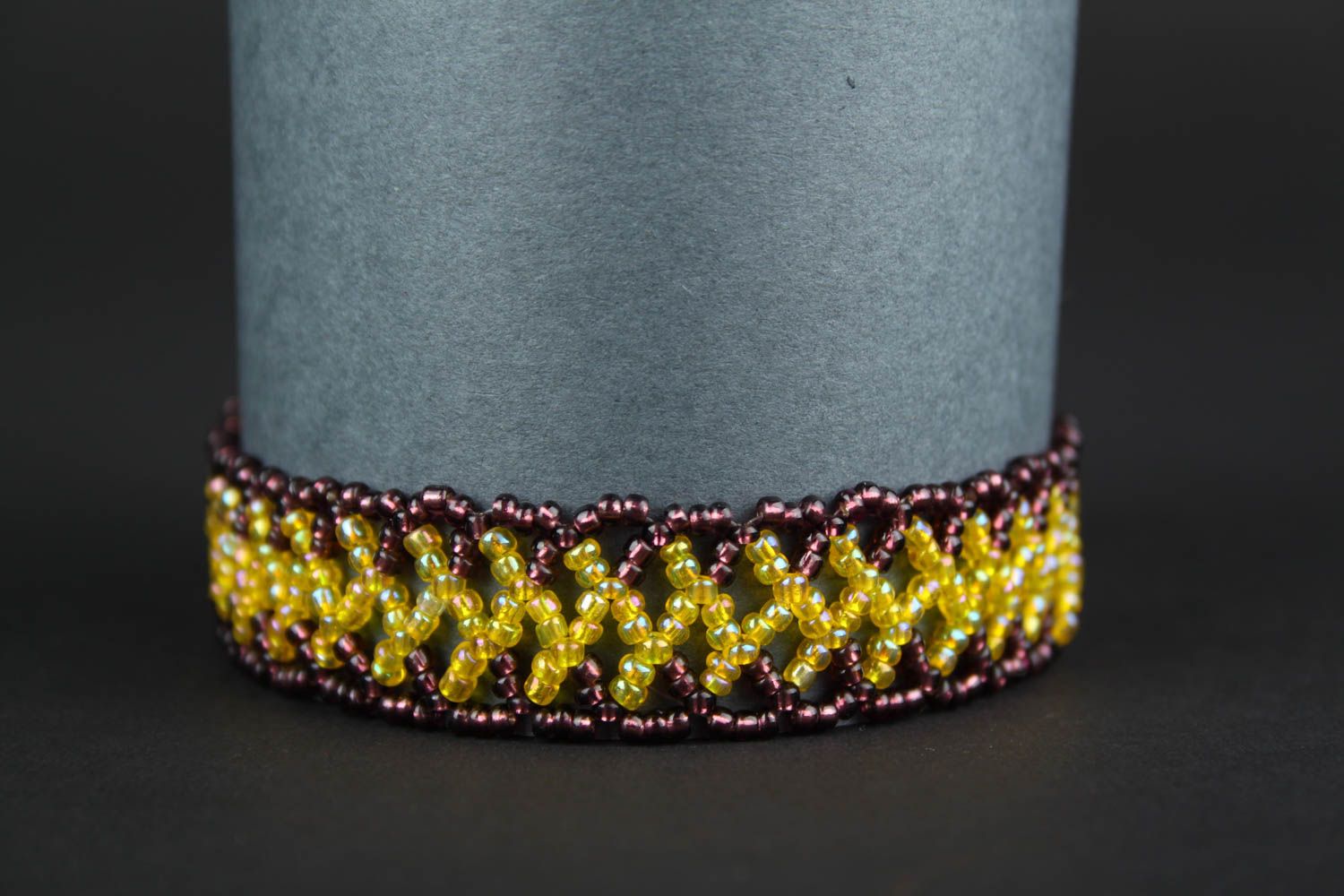 Bracelet perles de rocaille Bijou fait main jaune-marron Cadeau pour femme photo 4