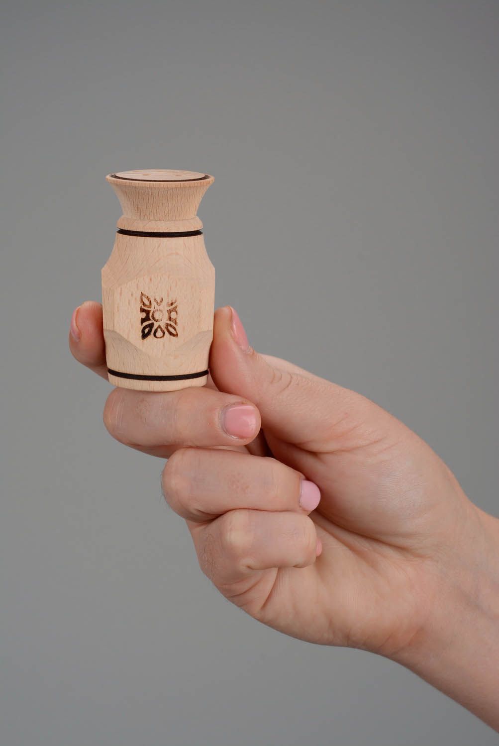Handmade wooden salt pot photo 2