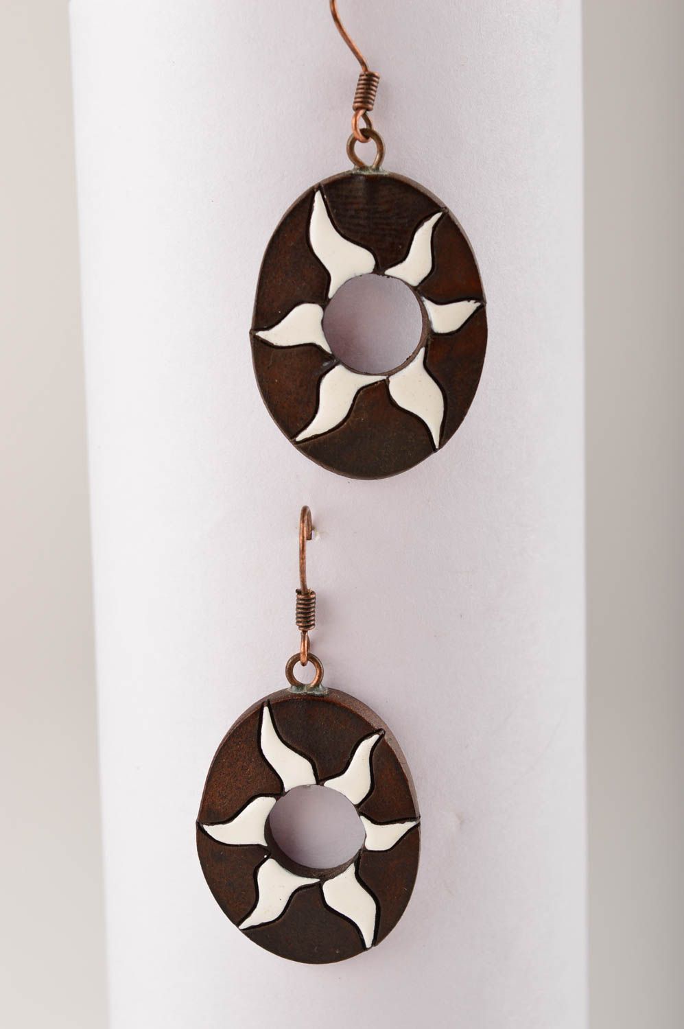 Красивые серьги украшение ручной работы керамические серьги с росписью фото 1