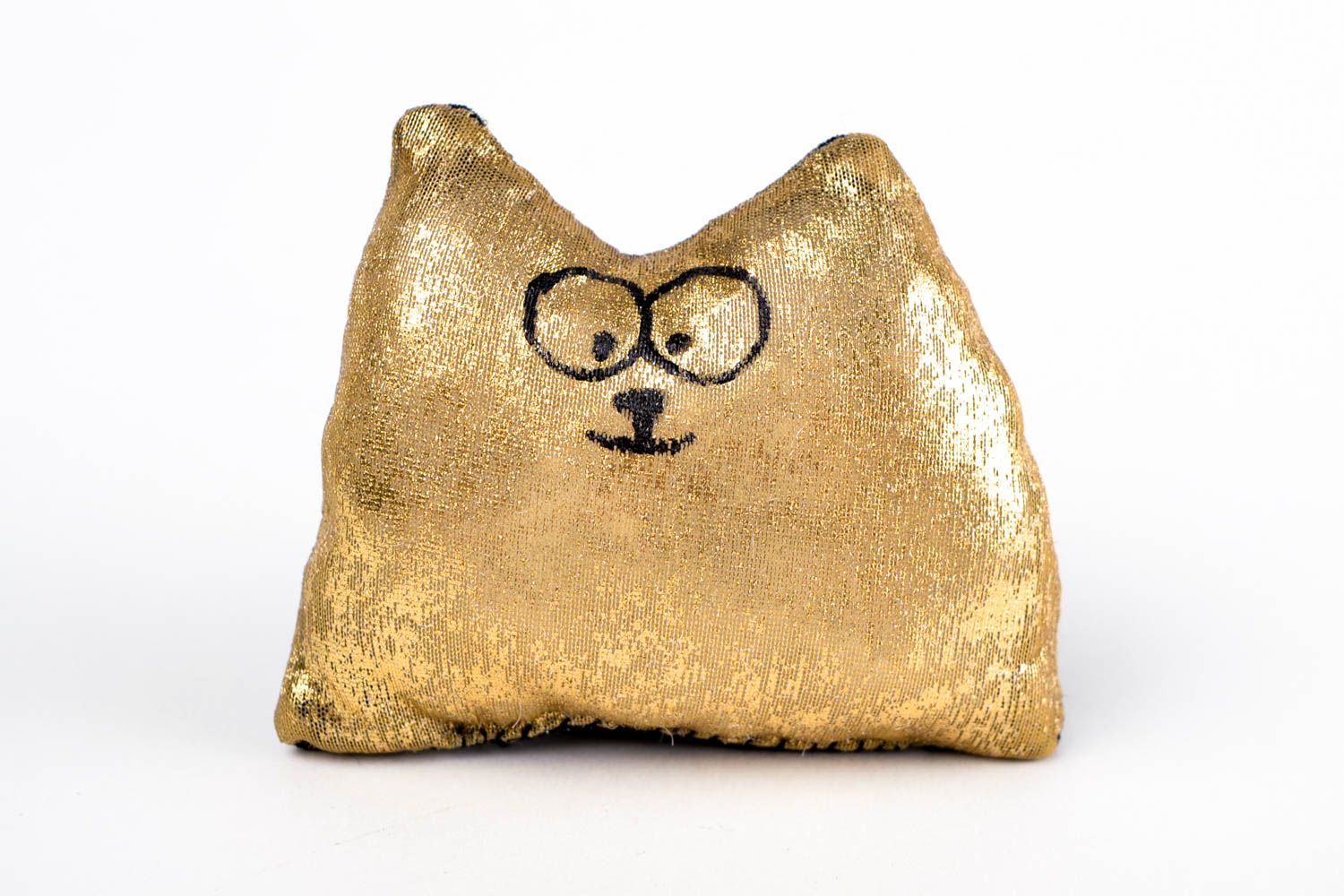 Игрушка кот ручной работы детская игрушка золотая мягкая игрушка из ткани фото 3