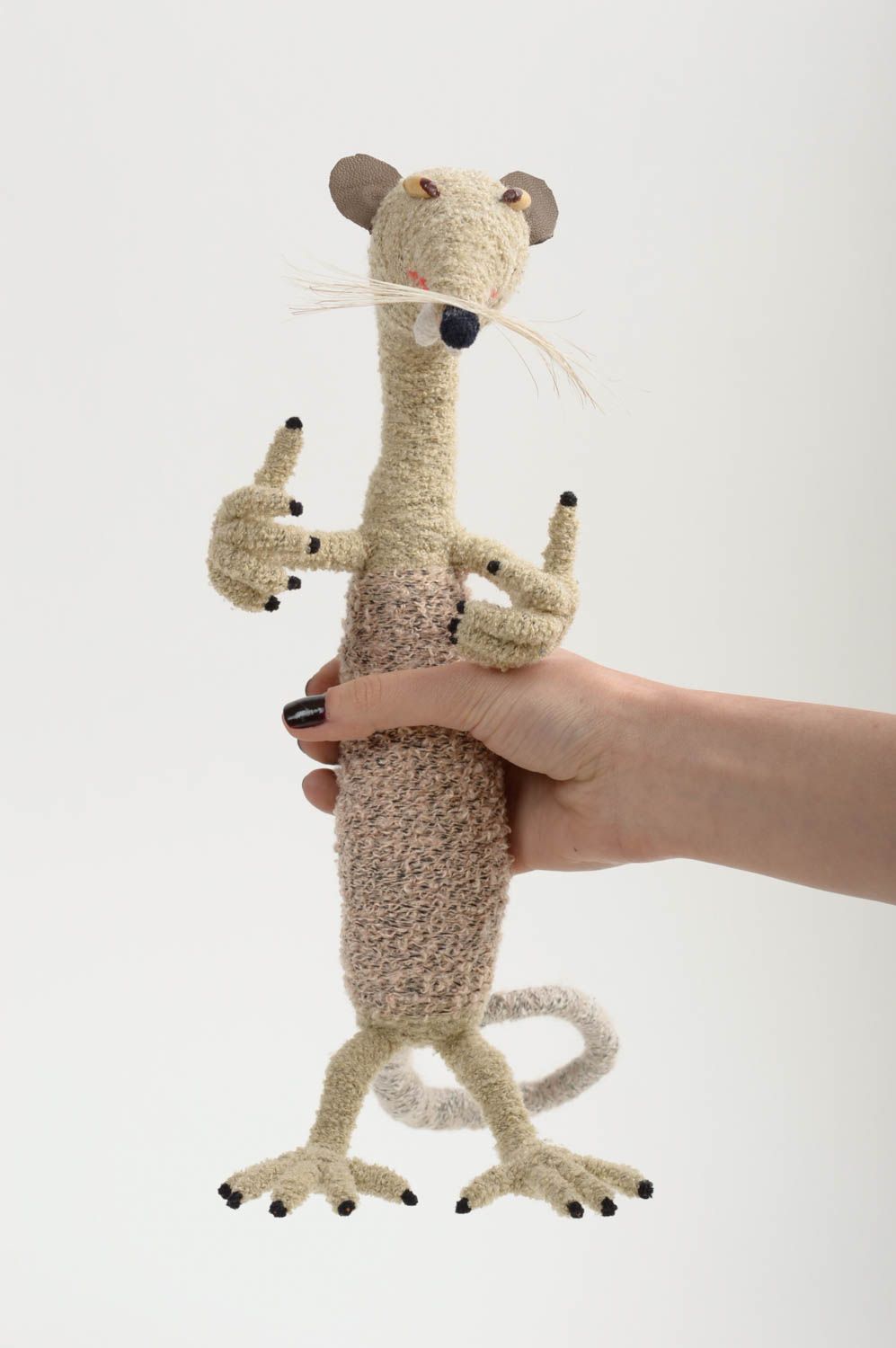Мягкая игрушка крыса ручной работы игрушка для малышей интересный подарок фото 5