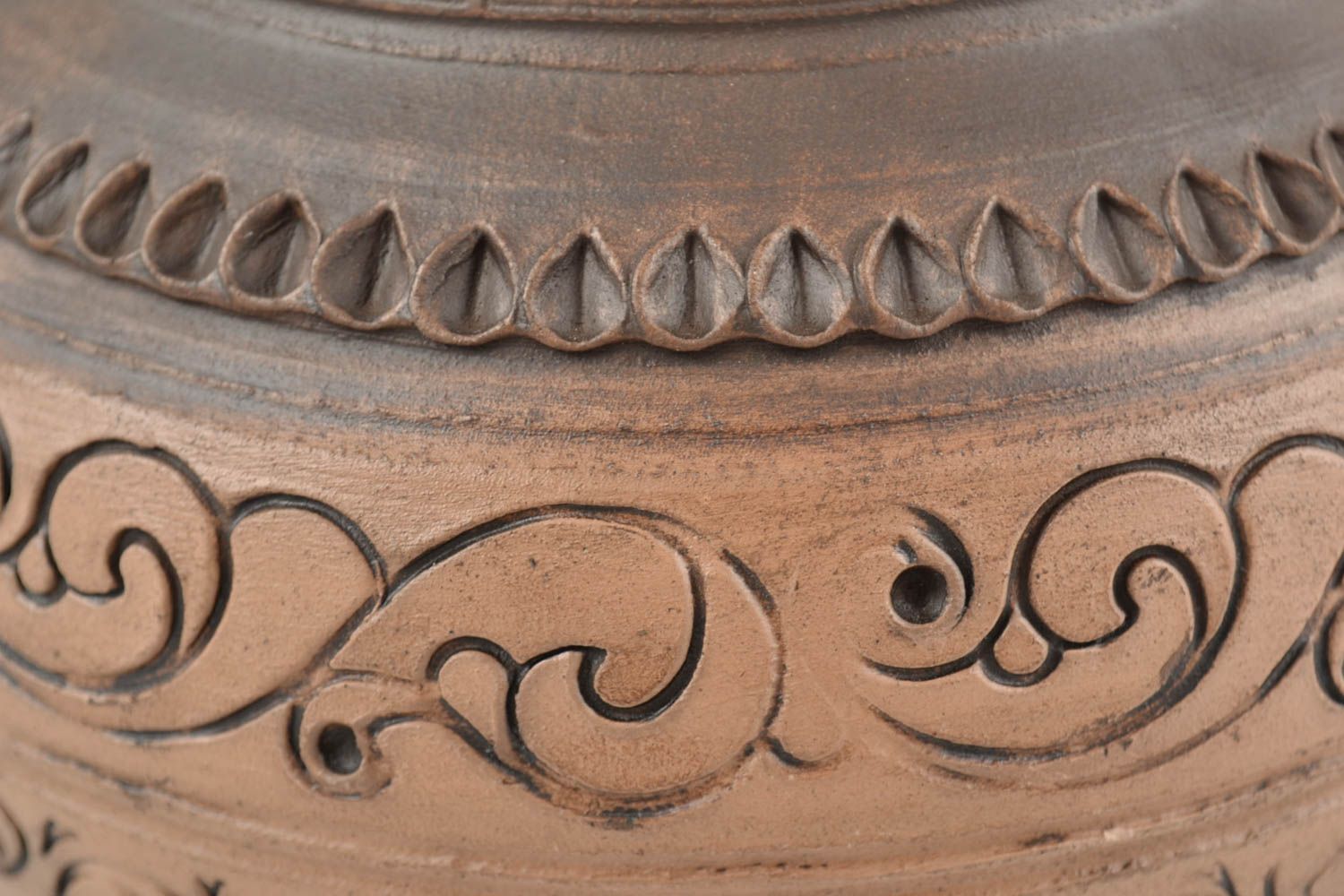Belle cruche céramique avec couvercle faite main marron ethnique 2 litres photo 4